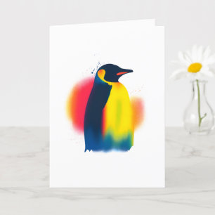 Cartão Silhueta Colorida Pintor Penguin