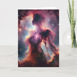 Cartão Silhueta Cósmica, Nebulosa em Forma de Senhora e E