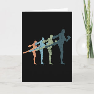 Cartão Silhueta da Mãe e do Pai Esportistas - Kickboxing