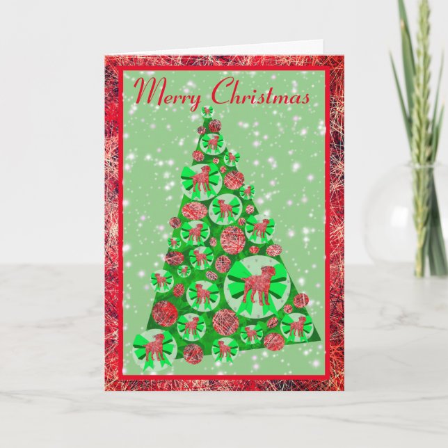 Cartão Silhueta da Raça de Cachorro Border Terrier Natal  (Frente)