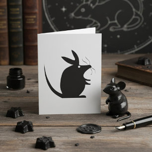 Cartão Silhueta de Rato Animal Minimalista