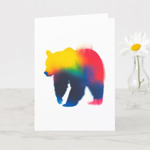 Cartão Silhueta de Urso de Tinta Colorida