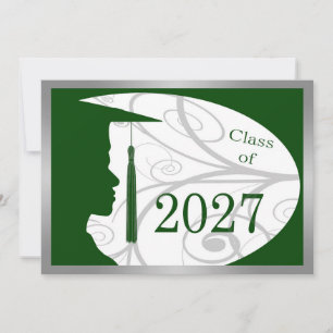 Cartão Silhueta do Homem Prateado e Verde 2027