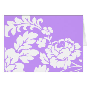 Cartão Silhueta Floral Branca Vintage em Lavanda