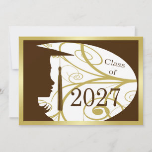 Cartão Silhueta Marrom e Dourado 2027