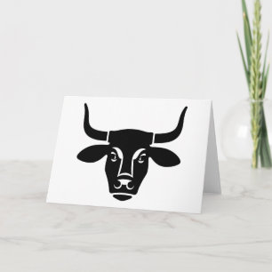 Cartão Silhueta Minimalista de Touro Preto