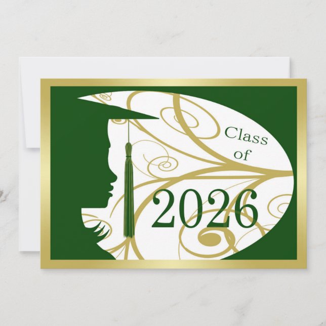 Cartão Silhueta Verde e Dourado 2026 (Frente)