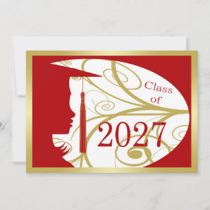 Cartão Silhueta Vermelha e Dourada 2027