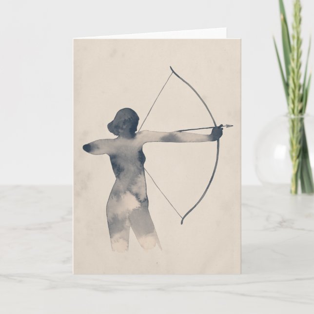 Cartão Silhueta Watercolor de Arqueiros (Frente)
