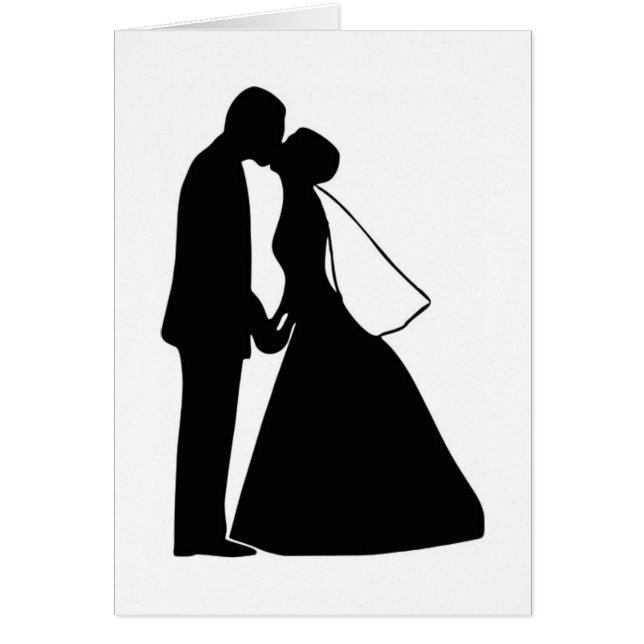 Cartão Silhueta Wedding dos noivos do beijo (Frente)