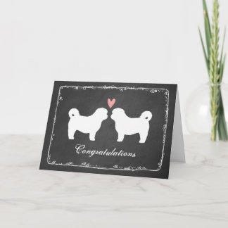 Cartão Silhuetas de Cães Shih Tzu Parabéns de Casamento
