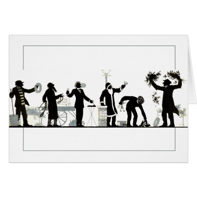 Cartão Silhuette of a Christmas Street Market (Frente horizontal)