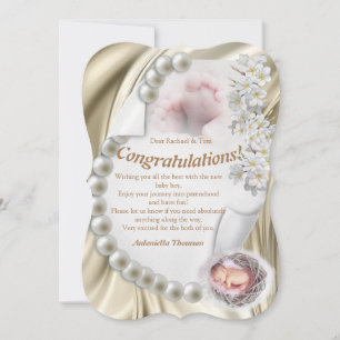 Cartão Silky Ivory Pearl Baby Congrats