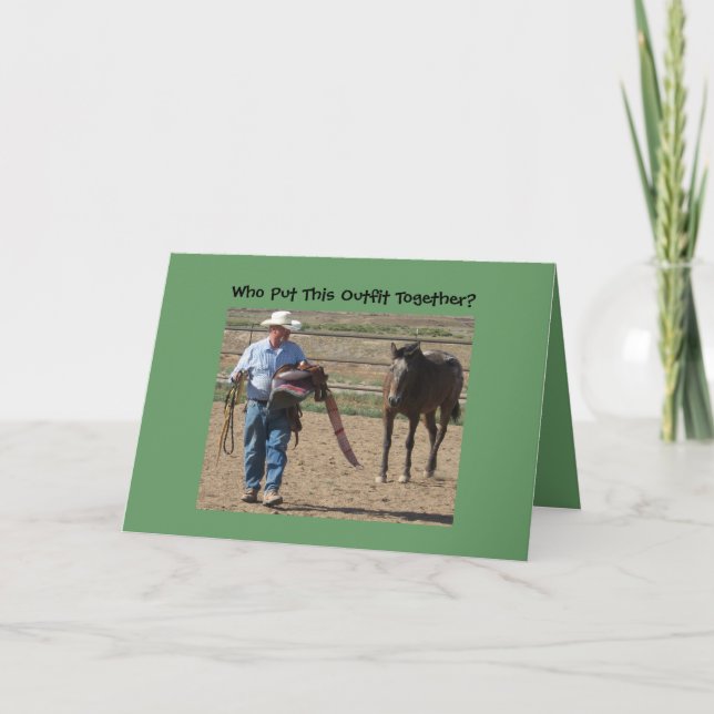 Cartão Silly Old Cowboy and Horse Birthday (Frente)