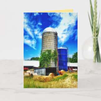 Cartão Silos de fazenda e fardos de feno em Davisburg, MI