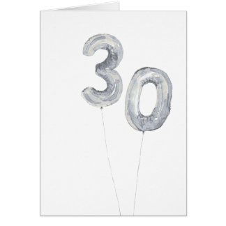 Cartão silver 30th birthday balloons