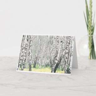 Cartão Silver Birch Wood - Blank Greetings Card