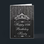 Cartão Silver Black Diamond Tiara Birthday<br><div class="desc">Cortina Diamante prateada e tiara com fundo de madeira preta Gráficos pela DigitalCurio no Etsy</div>