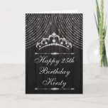 Cartão Silver Black Diamond Tiara Birthday<br><div class="desc">Cortina Diamante prateada e tiara com fundo de madeira pretaGráficos pela DigitalCurio no Etsy</div>