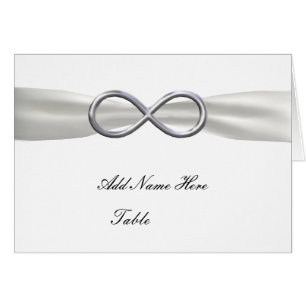 Cartão Silver Infinity White Wedding Table Place Card