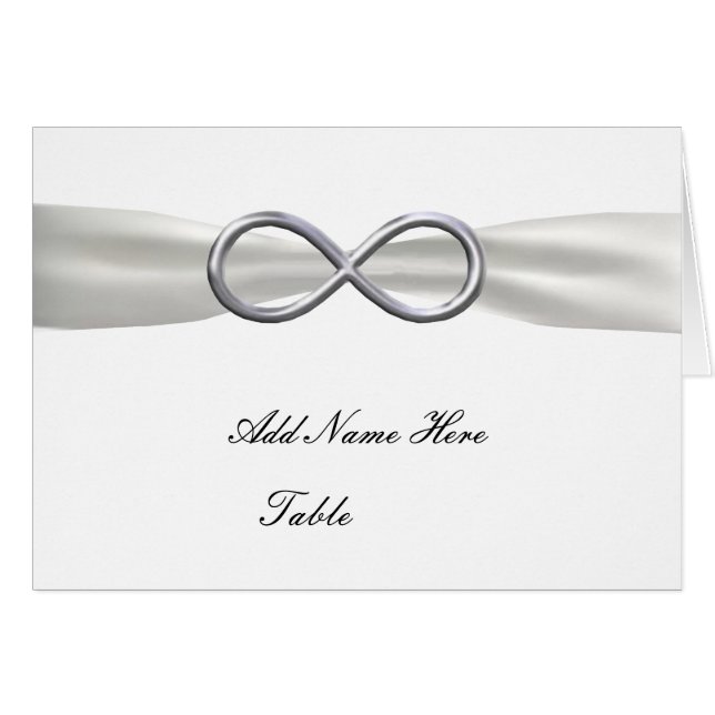 Cartão Silver Infinity White Wedding Table Place Card (Frente horizontal)