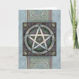 Cartão Silver Knotwork Pentacle Greeting Card