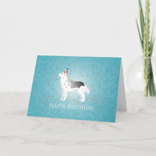 Cartão Silver Siberian Husky Dog Happy Birthday Design