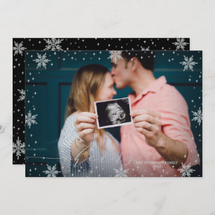 Cartão Silver Snowflakes Feliz Feriado de Natal