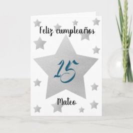 Cartão Silver Stars Boy Birday Espanhol