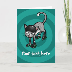 Cartão Silver Tabby on RollerSkates customisable template