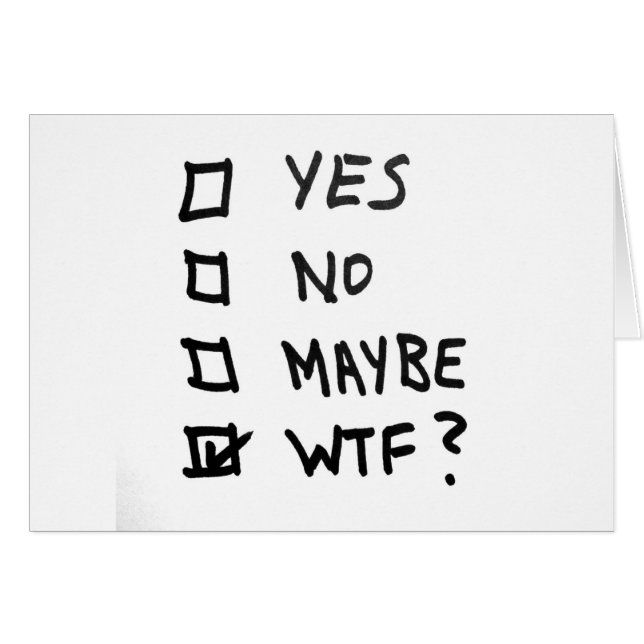 Cartão Sim, não, talvez, WTF ao lado das caixas de (Frente Horizontal)