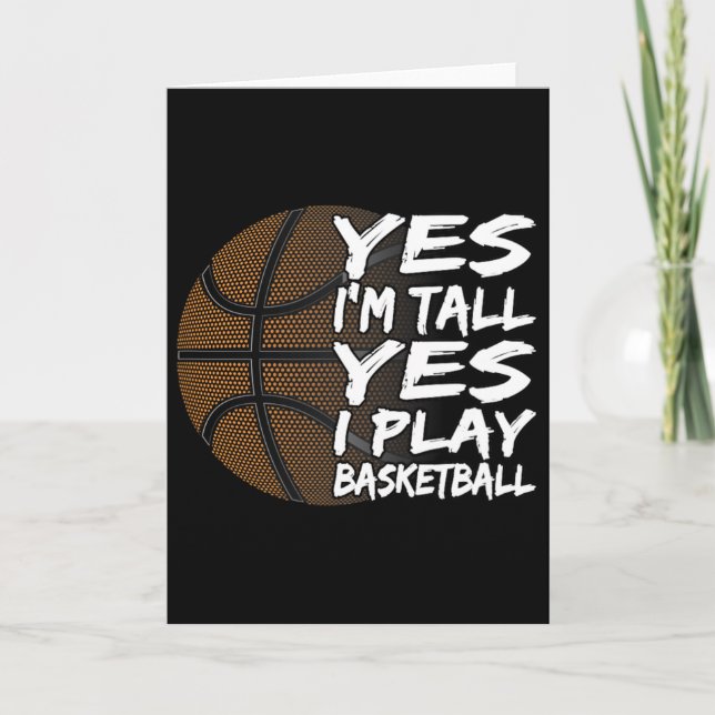 Cartão Sim, sou alta, sim, toco desenho para homens, mulh (Frente)