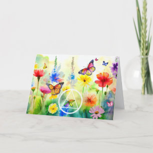 Cartão Símbolo AA Borboletas e Flores Recuperação