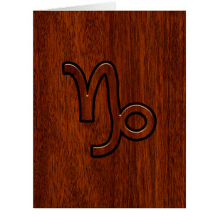 Cartão Símbolo Capricórnio Zodíaco em Mahogany Brown