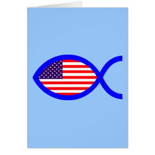 Cartão Símbolo cristão dos peixes da bandeira americana