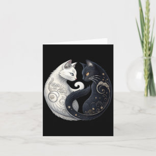 Cartão Símbolo de Gato Místico Yin Yang Feminino Preto Br