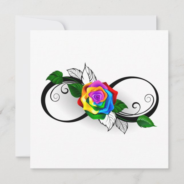 Cartão Símbolo de Infinito com Rosa Arco-íris (Frente)