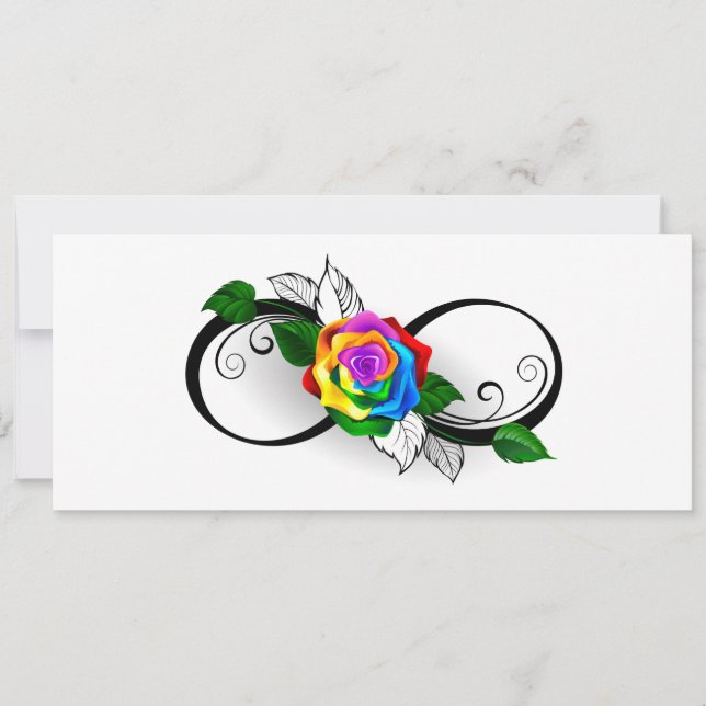 Cartão Símbolo de Infinito com Rosa Arco-íris (Frente)