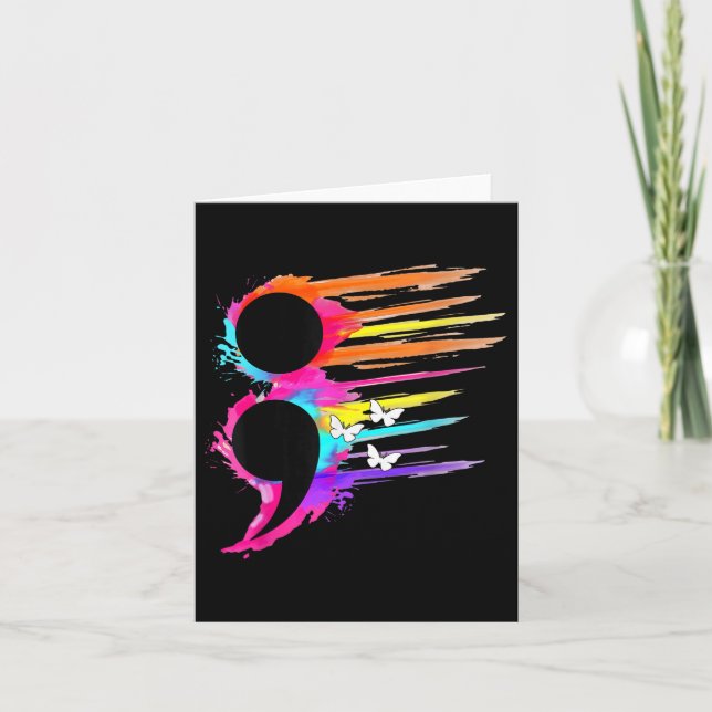 Cartão Símbolo de ponto-e-vírgula Prevenção ao suicídio n (Frente)