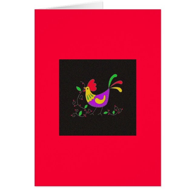 Cartão Símbolo de Pysanka: Galo (Frente)