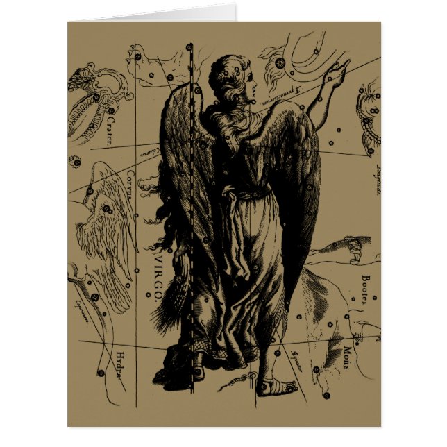 Cartão Símbolo de Virgem Constelação Hevelius 1690 (Frente)