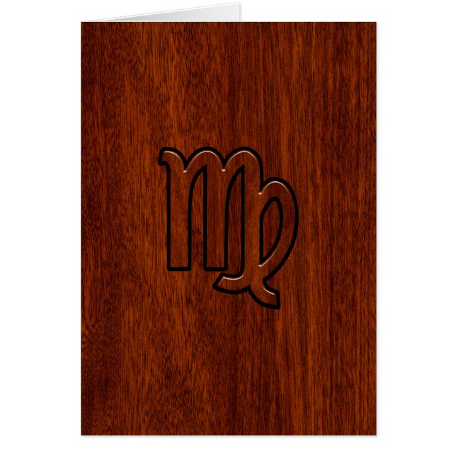 Cartão Símbolo de Virgem no estilo madeira de Mahogany (Frente)