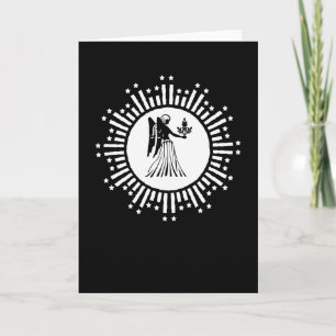 Cartão Símbolo do Zodíaco de Virgem com Estrelas e Explos