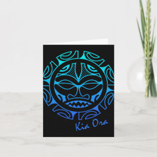 Cartão Símbolo Facial da Cultura Azul, Dança Haka Kia Ora