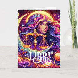 Cartão Símbolo Horoscópio Libra Zodiac Eetéreo Aniversári