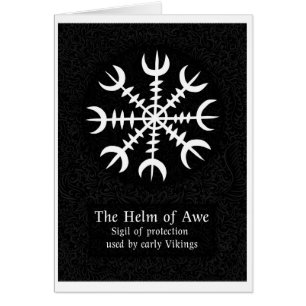 Cartão Símbolo mágico Islandês Awe - Preto