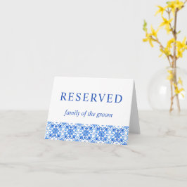 Cartão Símbolo reservado para casamento de azulejos azuis