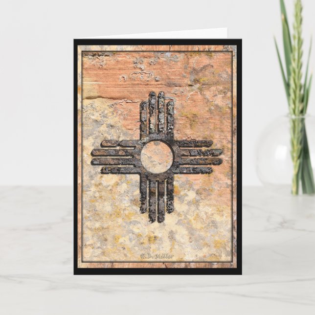 Cartão Símbolo Zia Sun do Novo México Falando Canyons, NC (Frente)