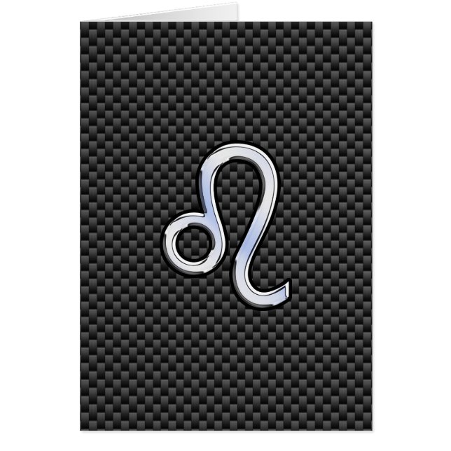 Cartão Símbolo Zodiac Silver Leo em Impressão de Fibra de (Frente)