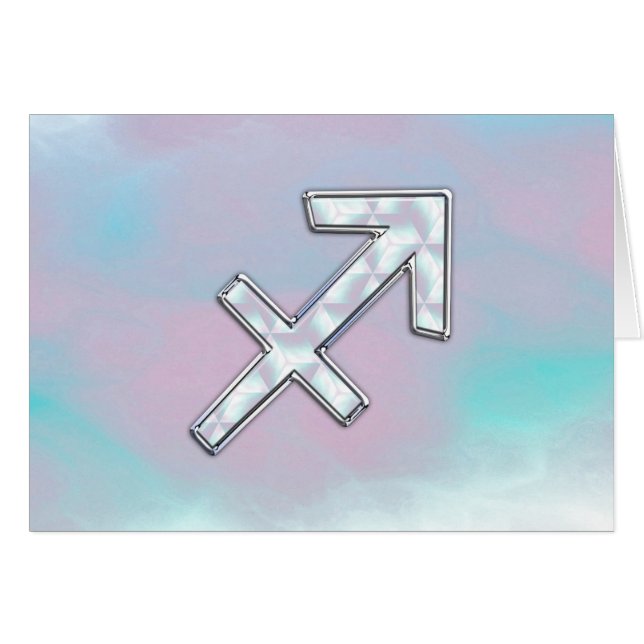 Cartão Símbolo Zodíaco Sagitário Mãe de Estilo Pérola (Frente Horizontal)